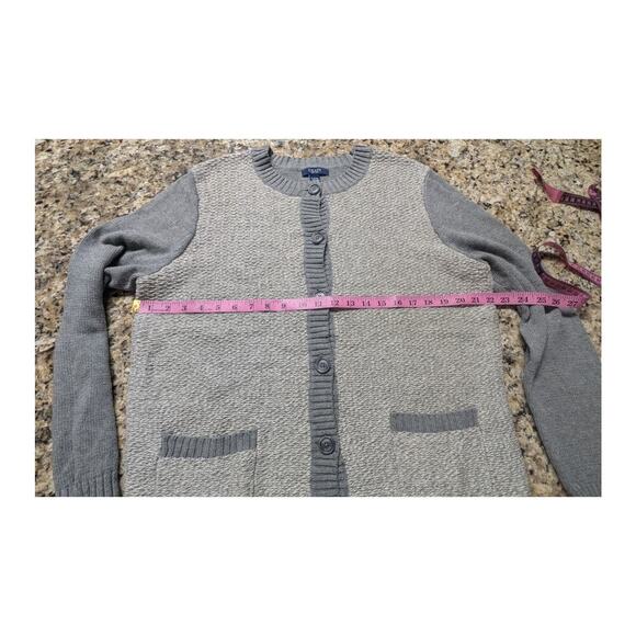 Chaps Sweater XL Buttondown cotton blend two-tone gray nerdy grandpacore - Picture 8 of 8